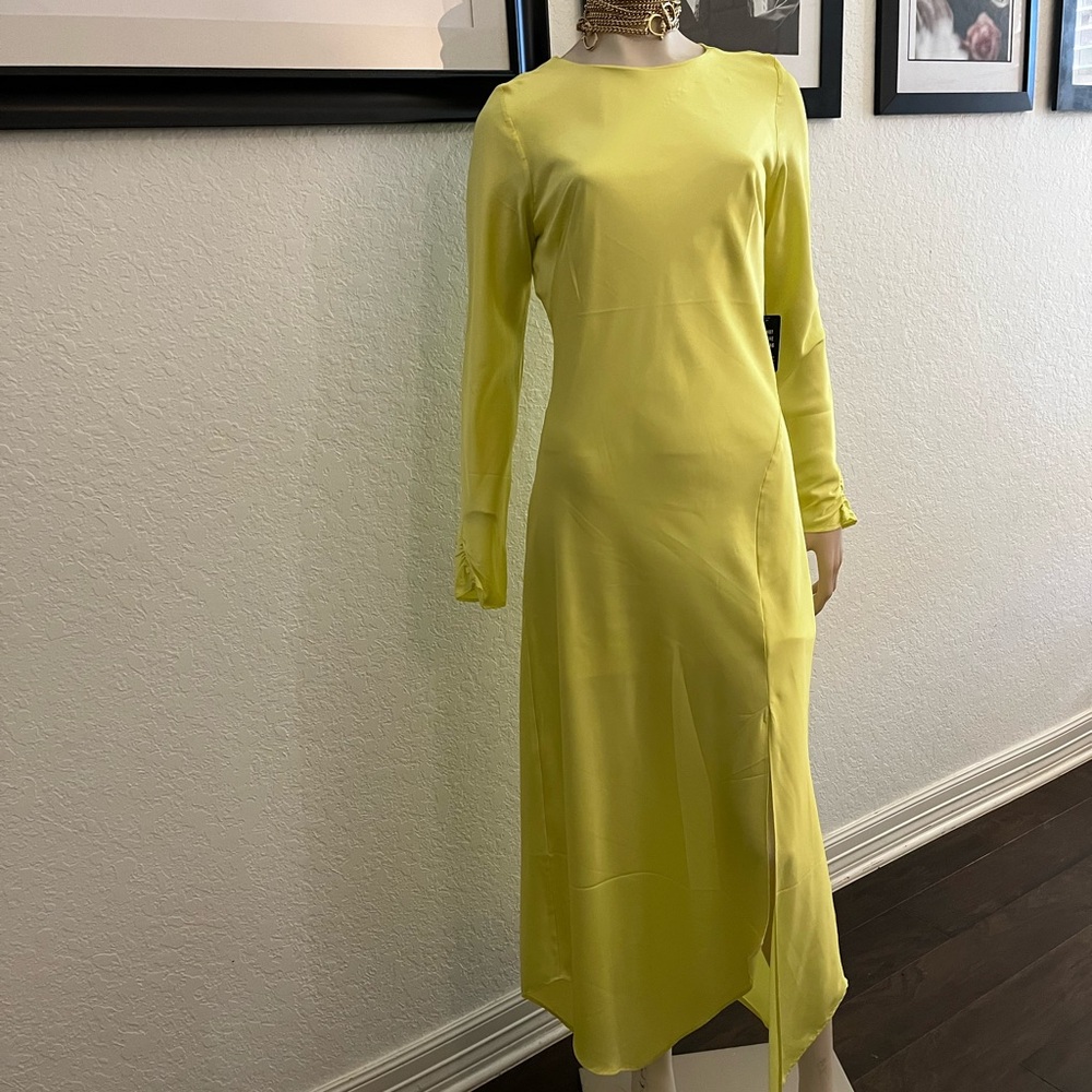 Express Elegant Yellow Dress silky, breezy vibe. Great for Summer